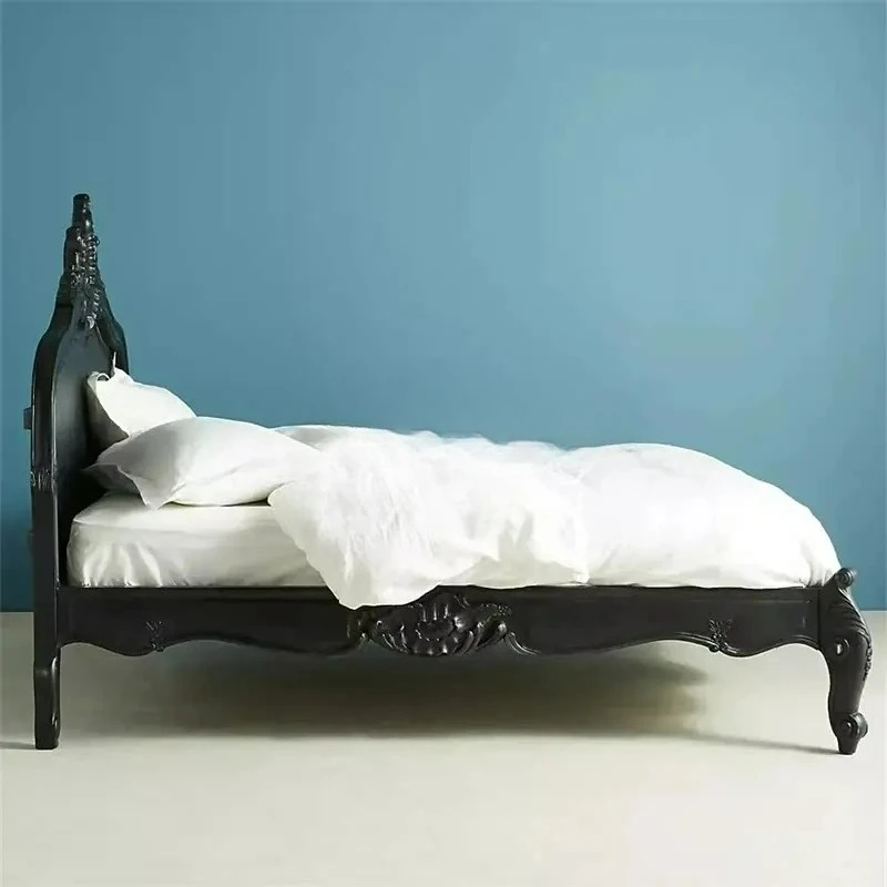 Personalizável Letto Francesa retro vecchio em legno massello Corte europea di lusso rococò camera da letto principale