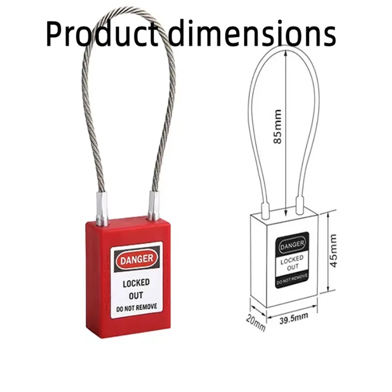 xhhmy&sl Safety Lockout Padlock 85mm Stainless Steel Cable Wire Shackle Electrical Energy Isolation LOTO Lock