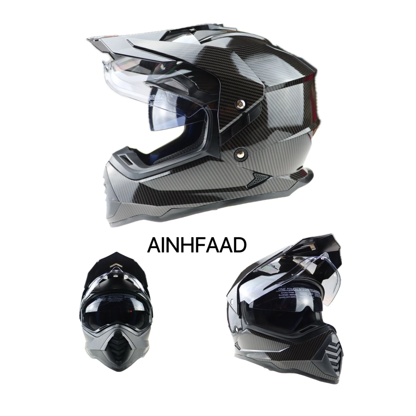 AINHFAAD Dual Sport Adventure Motorcycle Helmet Pinlock Compatible Sun Visor Snowmobile ATV Dirt Bike Off Road Casco Model WS902