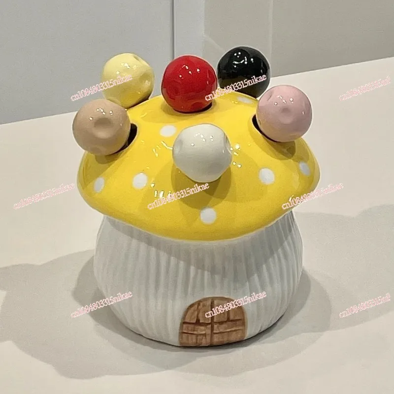 

Premium Mushroom Fruit Fork Set | Food-Grade Stainless Steel with Storage Jar