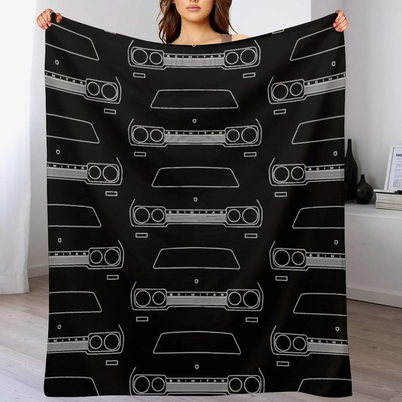 

Reliant Scimitar classic car outline graphic (white) Throw Blanket manga heavy to sleep Blankets