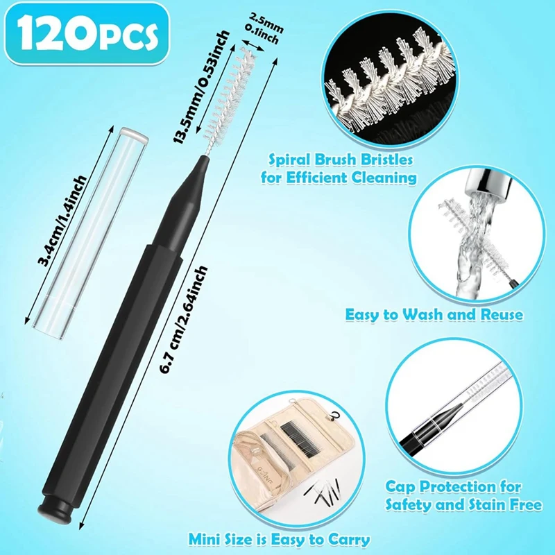 Top Deals 120Pcs Interdental Brushes, Braces Brush Cleaner For Teeth Cleaning Tools Spiral  Brush For Efficient Oral Care