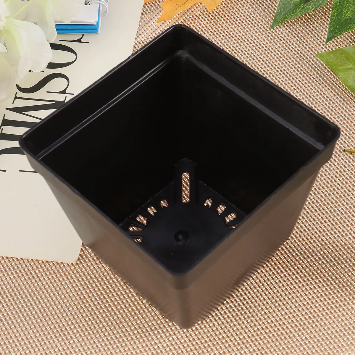 20Pcs Resin Succulent Plant Pots Square Mini Flower Holders Black Plastic Flower Pots for Bonsai Cactus Greenhouse Balcony