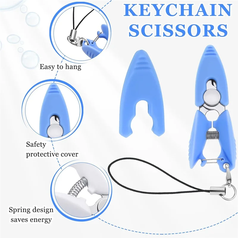 GW-For Travel-Sized Mini Small Scissors Keychain Set 12Pcs With Cover Tiny Compact Yarn Keychain Scissors With Cover