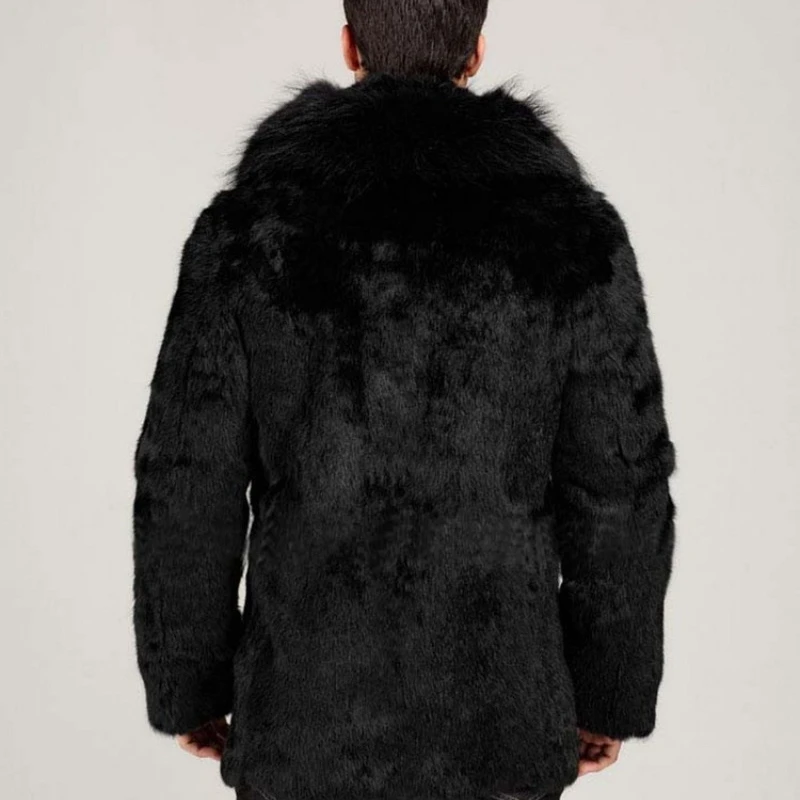 Male New Design Sense Warm Winter Thickened Coat Commuting Slim Environmental Mink Hair Big Hair Collar Personalized Jacket Fox