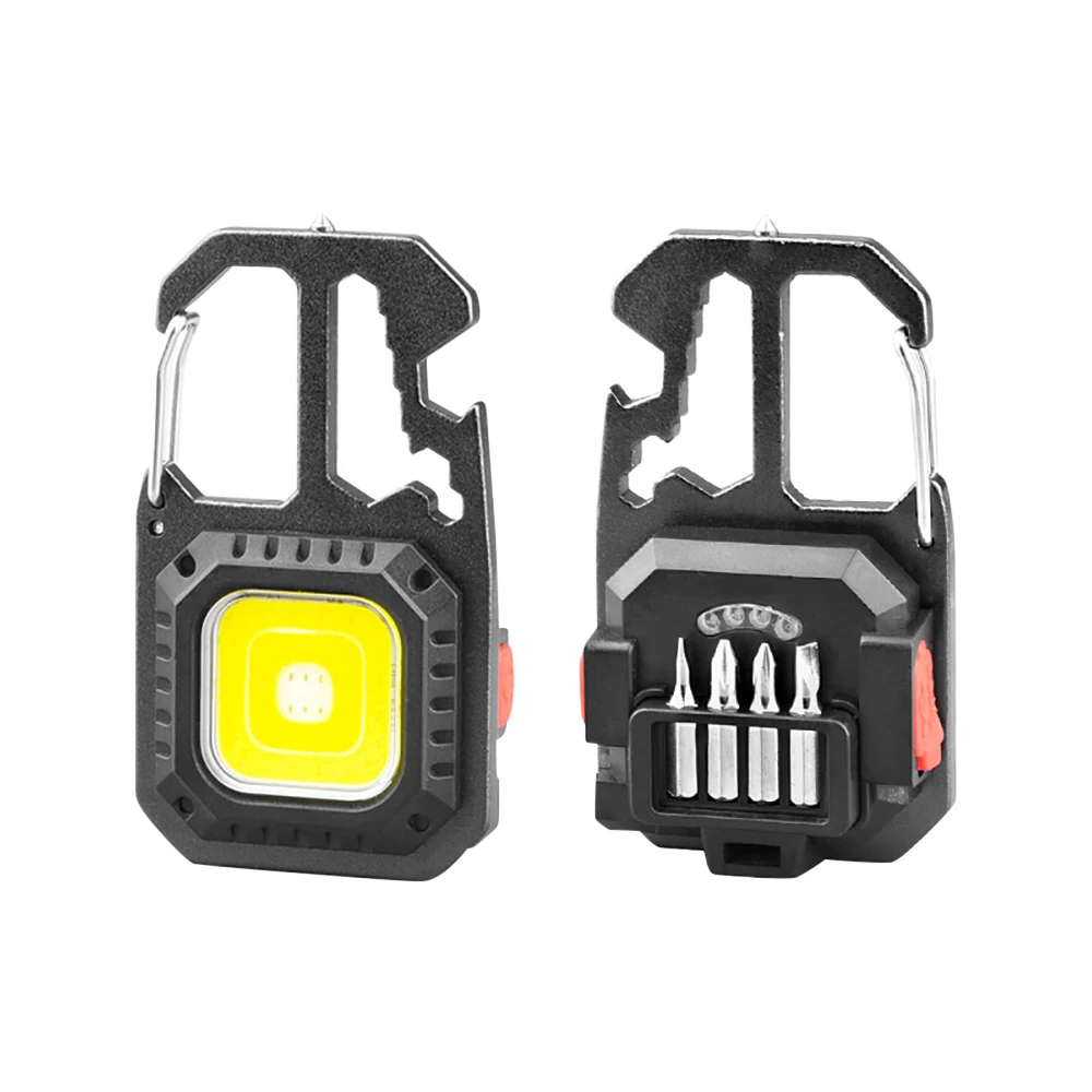 Mini LED Portable Keychain Flashlight Multifunction COB Work Light USB Rechargeable Strong Magnet Outdoor Camping Lantern