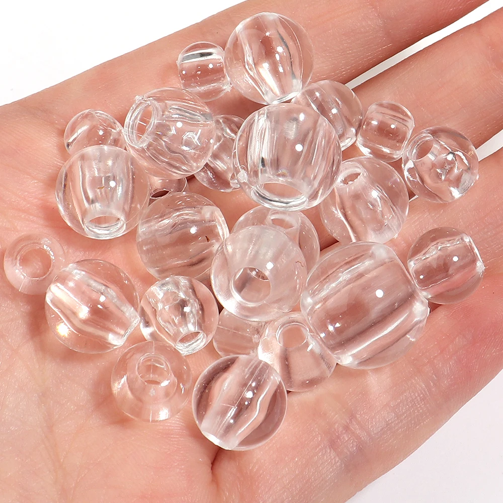 20-200 Stück/Set 8-16mm Transparente Runde Acrylperlen mit Großem Loch Lose Abstandsperlen für Schmuckherstellung DIY Armbänder Zubehör – Detail 6