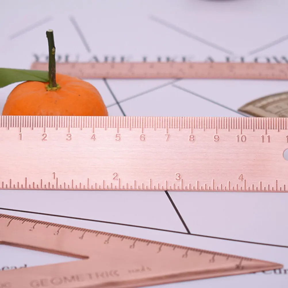 Solid Copper Straight Ruler Multi-Function Precision Measuring Tool for Students Teachers Drafting Painting Metalworking