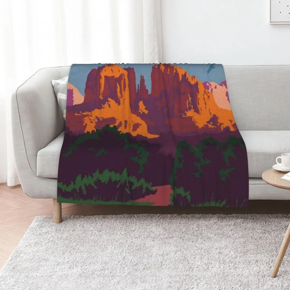 Sedona Cathedral Rock Throw Blanket Shaggy Kid'S Furrys Sofas Designers valentine gift ideas Blankets