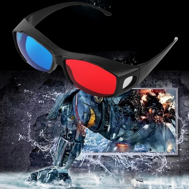1Pcs Red Blue 3D Vision Glasses Black Frame For Dimensional Anaglyph TV Movie DVD Game
