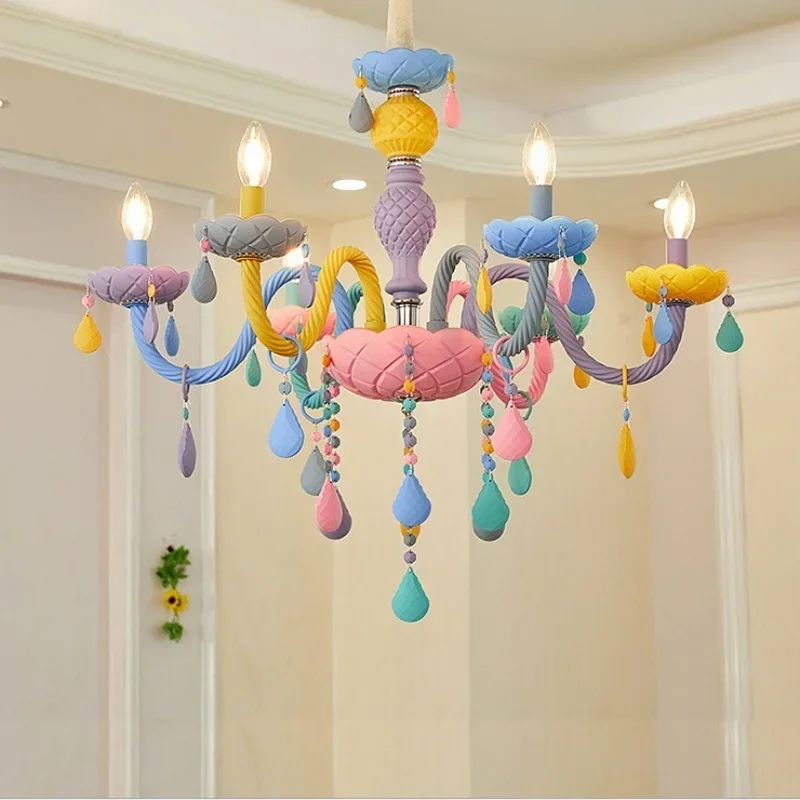 Macaroon Creative European Crystal  Light Fixtures European Style Home Improvement Rainbow Girl Princess Children's Bedroom