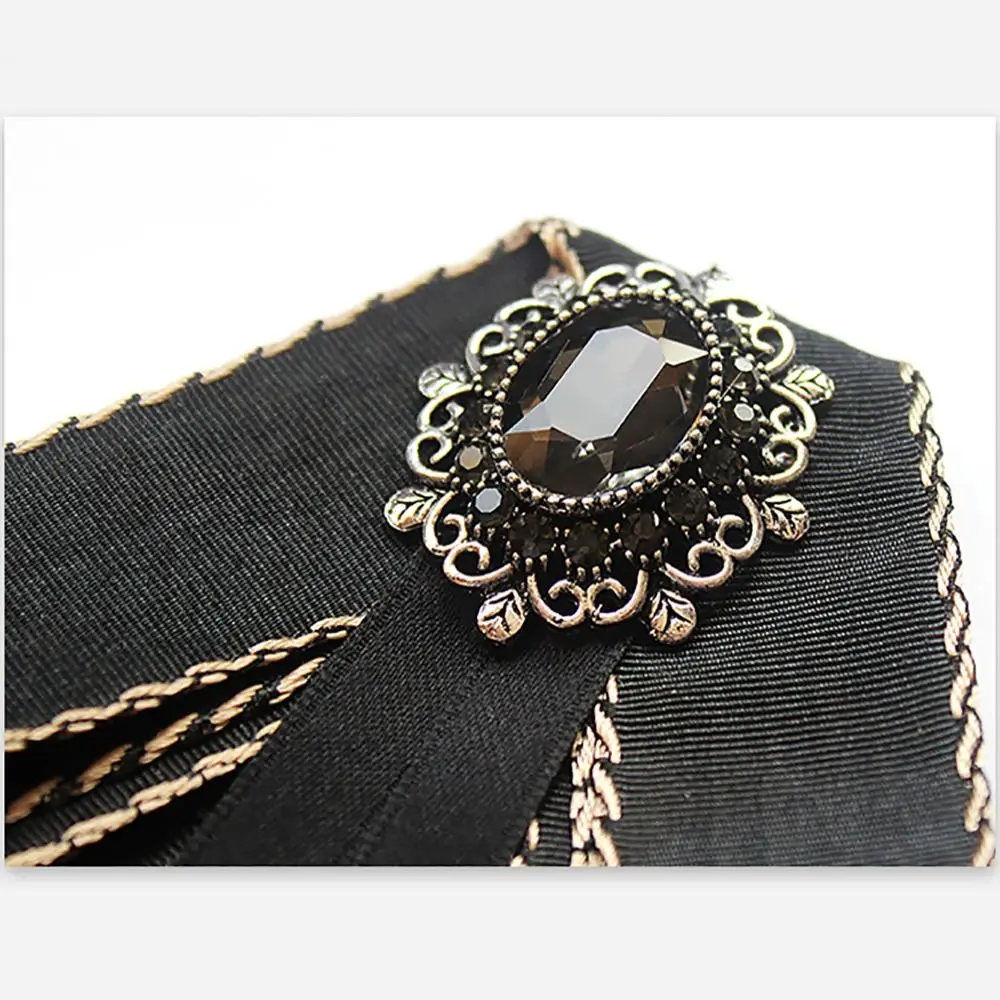 New Polyester fabric Women's JK Bow Tie Brooch Elegant Pearl Bow Blouse Collar Pin Bowknot Shirt Bowtie Shirt