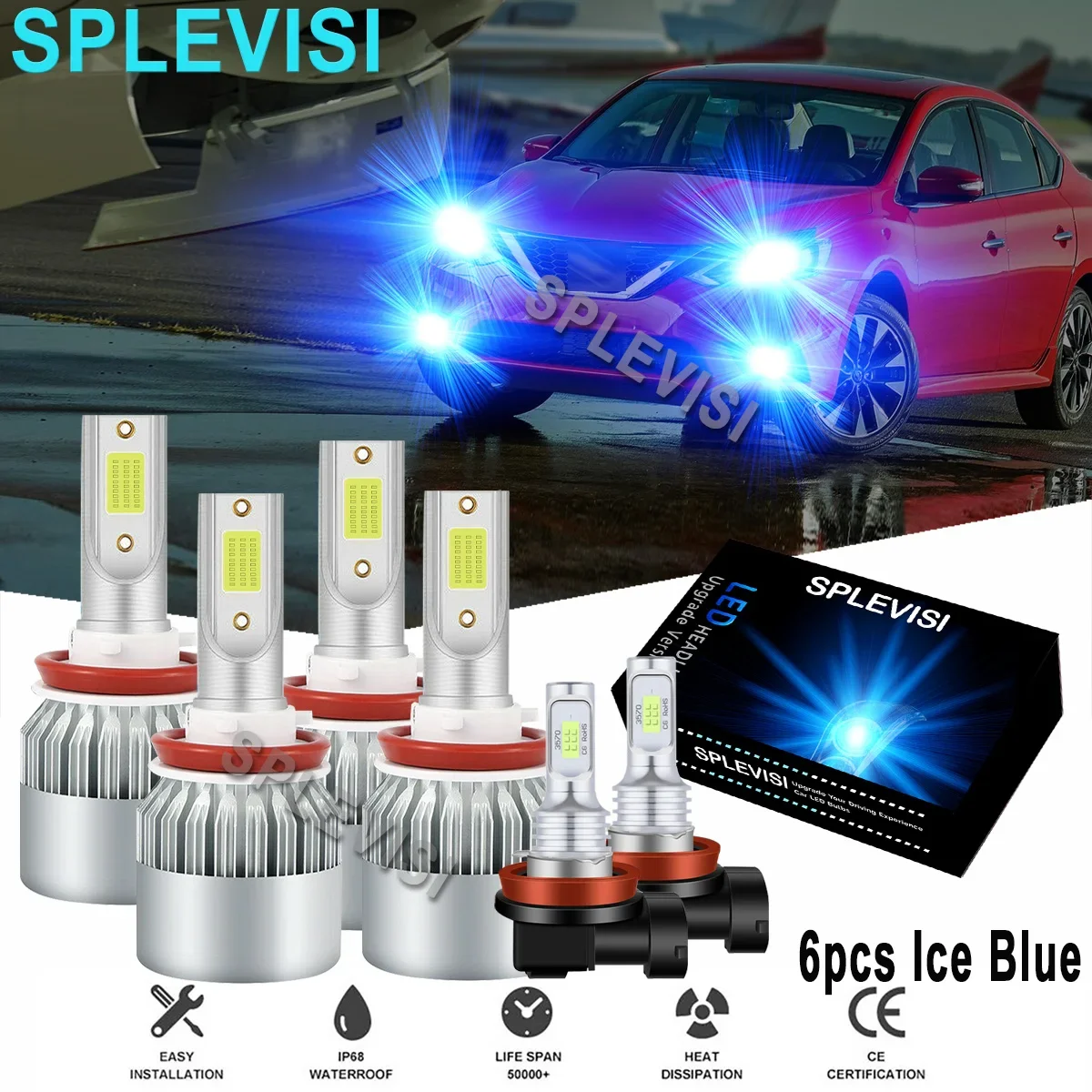 

Ice Blue LED Headlight Fog Light Bulbs 8000K Fit For Nissan Sentra 2013-2020 Nissan Rogue 2014-2020 Nissan Murano 2015-2018