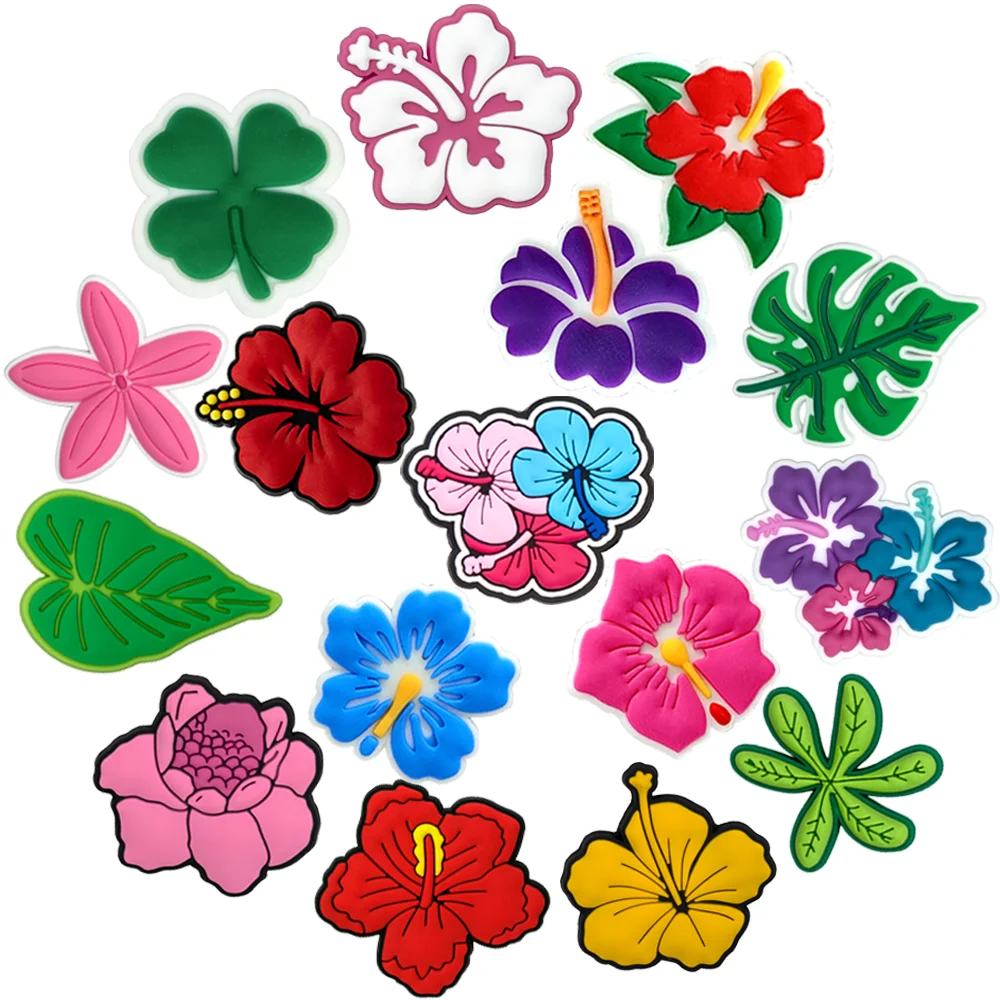 1/16PCS Plant Fresh Flower Shoe Charms for Girls,Leaf Sunflower Pins for Shoe Decoration, Sandals Clogs Buckle Accessories