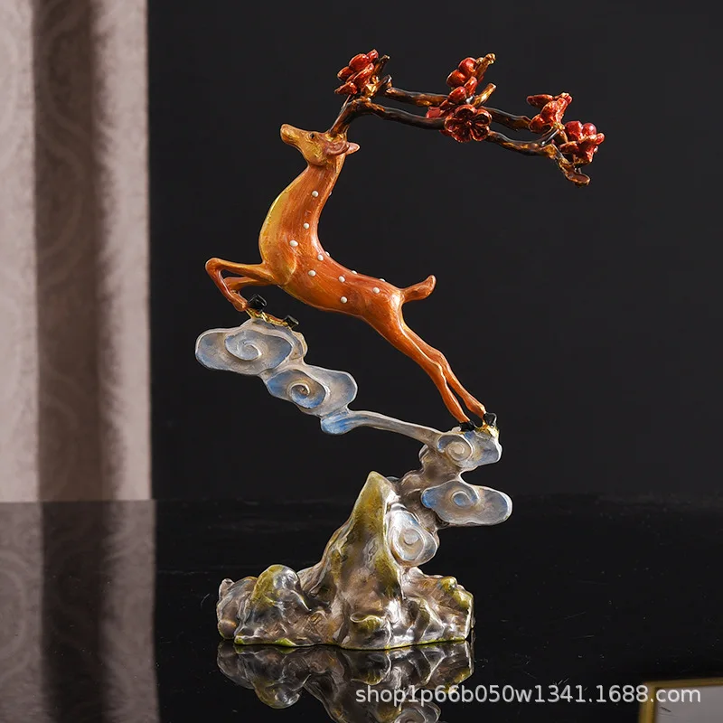 Lucky deer ornament sika deer European living room TV cabinet wine cabinet entrance decoration alloy creative light luxury