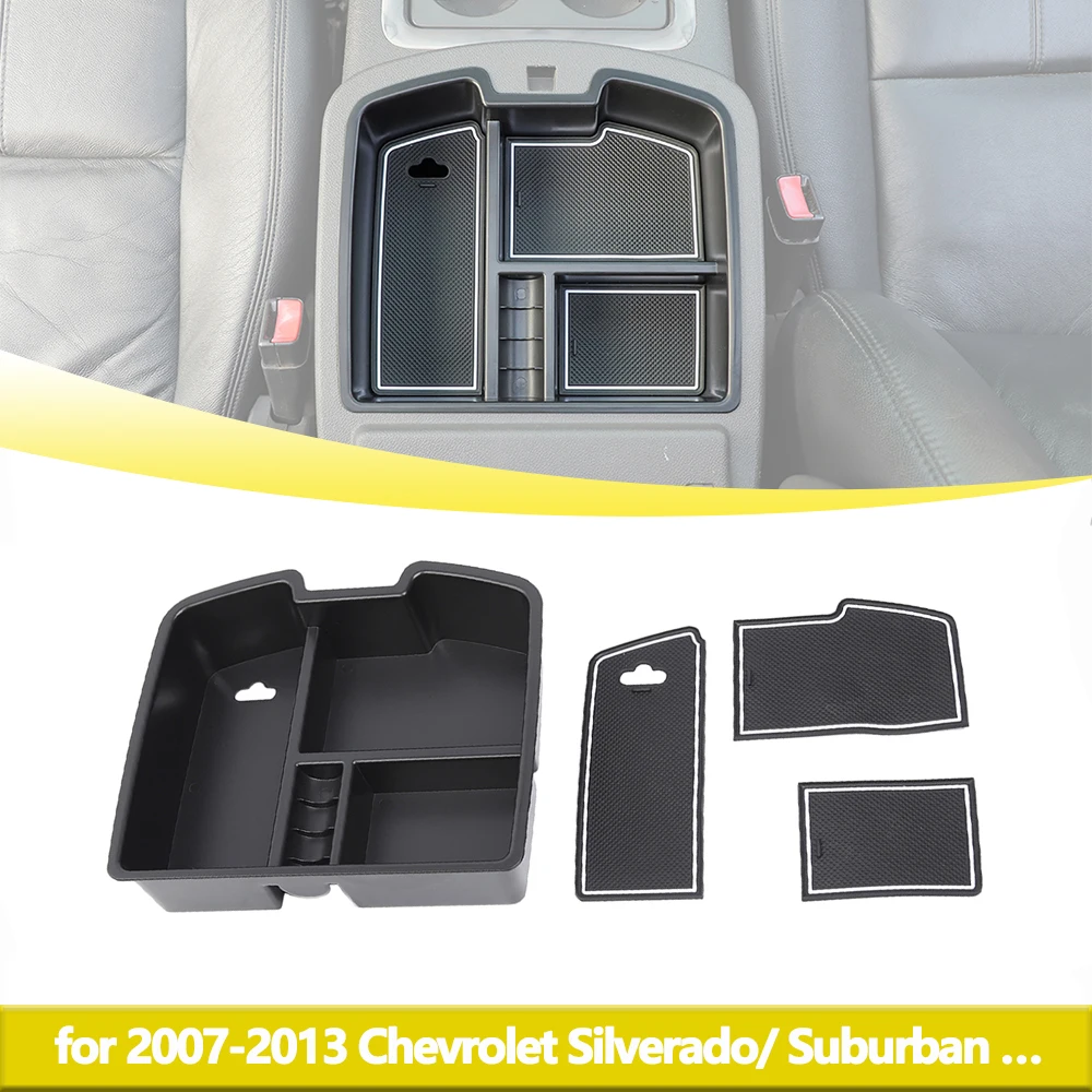 

Center Console Armrest Secondary Storage Box Tray for 2007-2013 Chevrolet Silverado GMC Sierra Avalanche Organizer Accessories