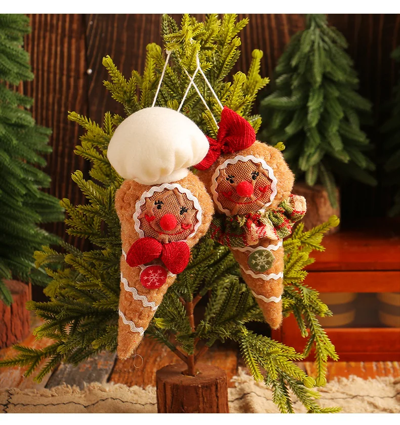 Christmas Gingerbread Man Doll Series Fabric Long Legs Window Ornaments Christmas Decoration Christmas Stocking Hanging Ornament