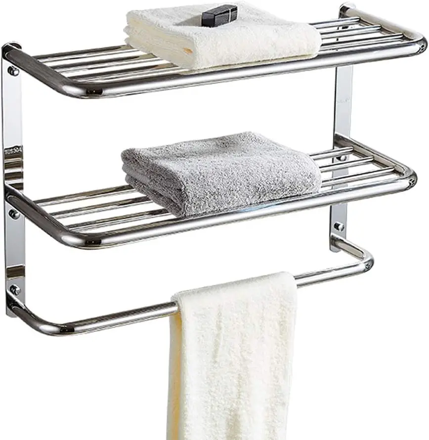 

30 H Bathroom Shelf 3-Tier Wall Mounting Ra With Towel Bars, Extra Long