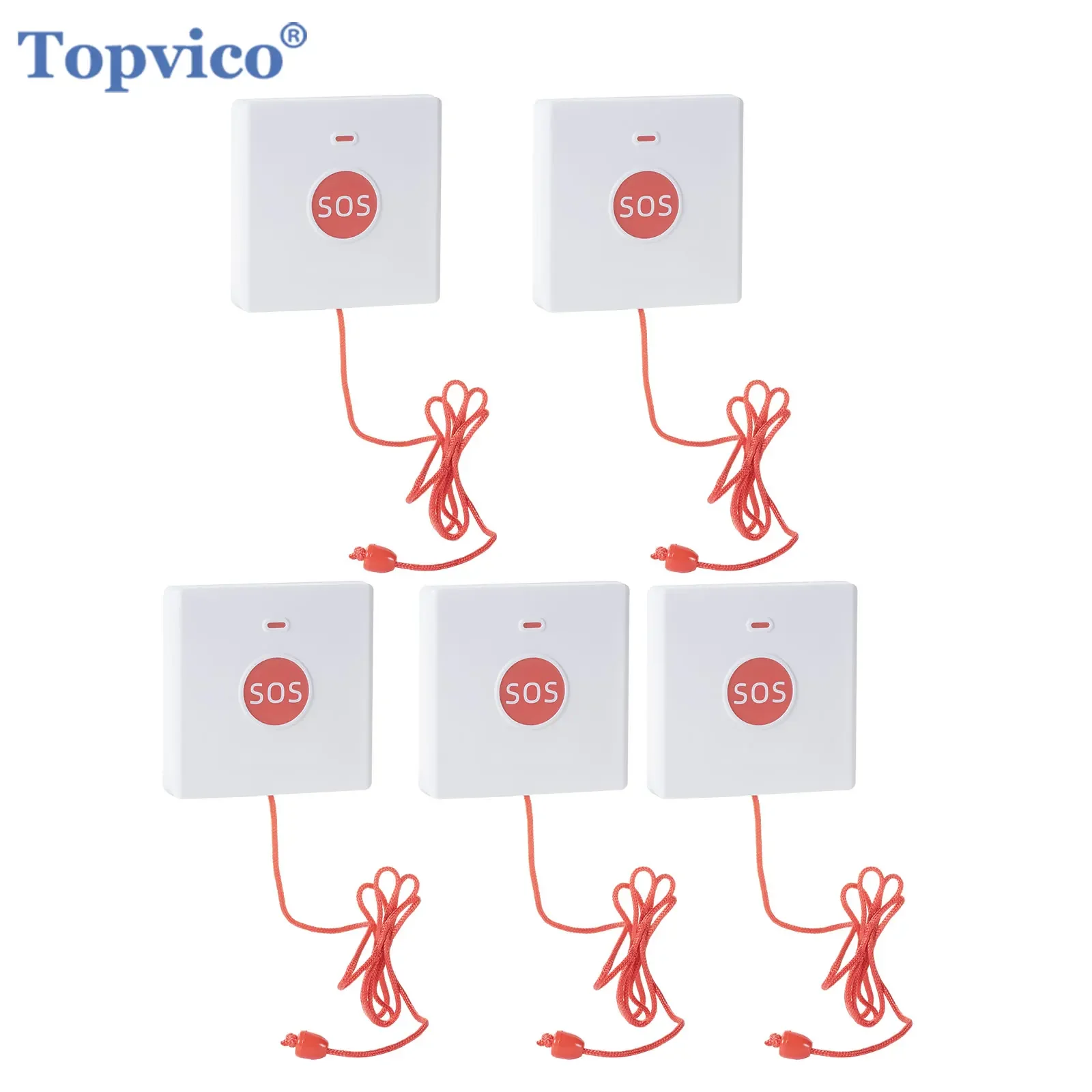 Topvico 433 ميجا هرتز SOS زر الذعر مكالمة طوارئ لكبار السن إنذار ، مفتاح واحد اضغط/سحب للمساعدة النداء اللاسلكي لمقدمي الرعاية