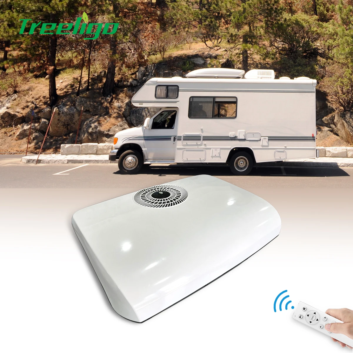 

Treeligo Electric RV Parking Ac Car Rooftop Air Conditioner 12V 24V Cooling for Truck Motorhome Camper Van Bus Summer Travel