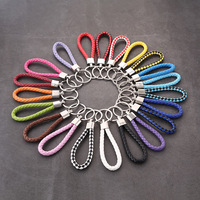 New PU Leather Braided Woven Rope Keychain DIY Bag Pendant Key Chain Holder Car Keyring Simple Multiuse Key Rings Gifts