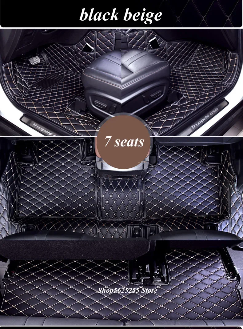 Car Floor Mats Catpet for Trumpchi Gac Gs8 2017 2018 2019 2020 2021 Leather Waterproof Foot Mat Black Full Covers Accessories