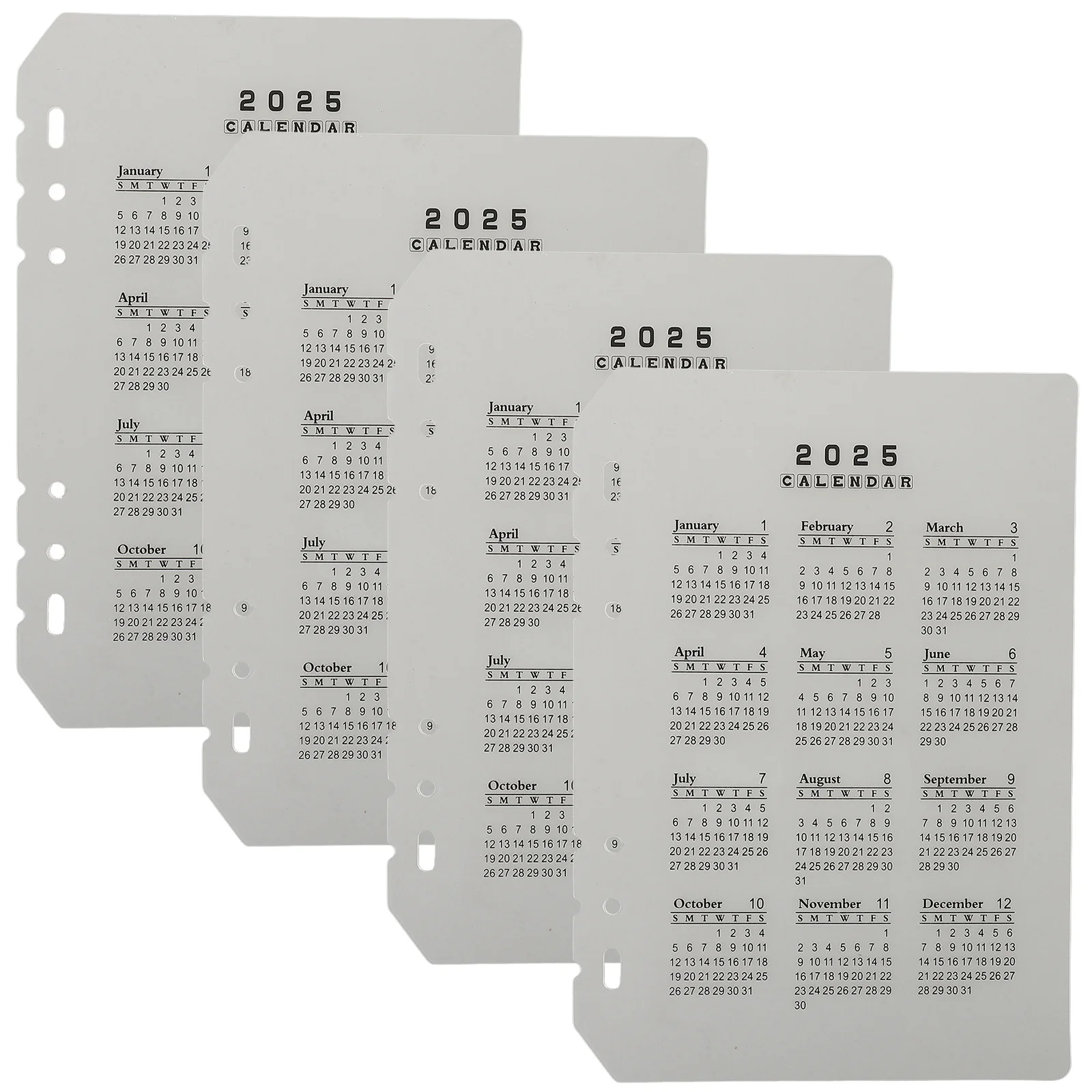 4pcs A5 Dividers Waterproof Calendar Loose Leaf Notebook Separator Divider For Planner Notebook Loose Leaf Supplies