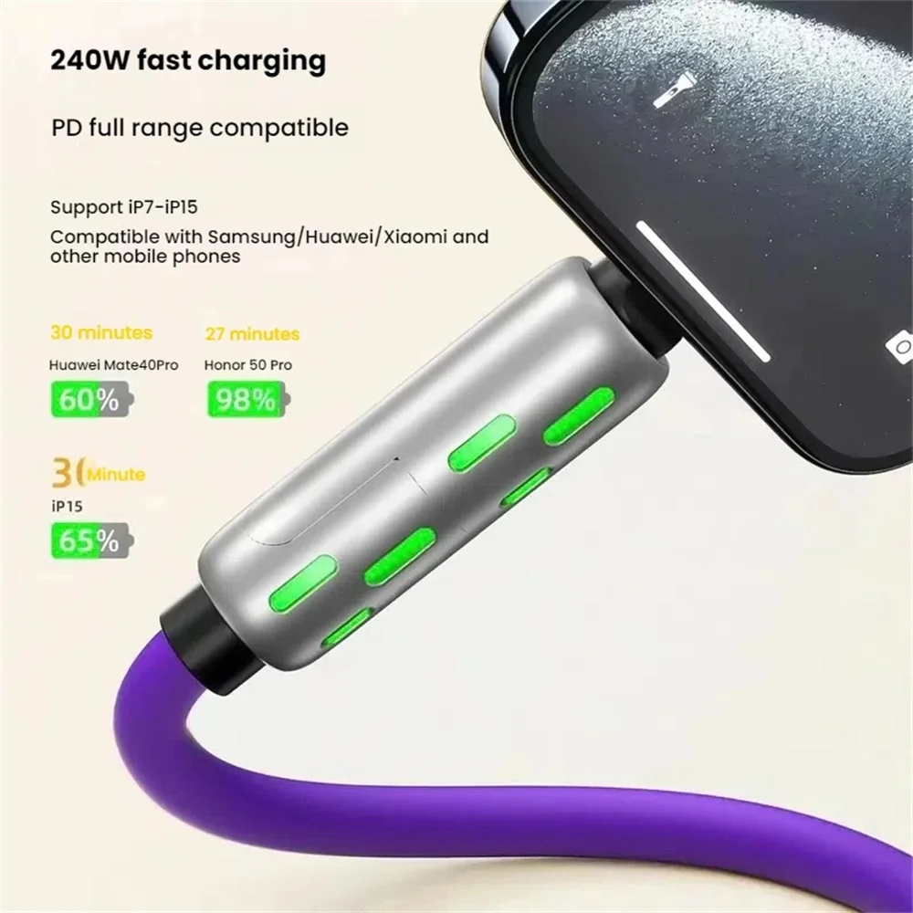 4-IN-1 240 واط USB نوع C إلى USB C كابل PD سلك شاحن سريع آيفون 16 برو ماكس 17 باد شاومي سامسونج اللوحي USB C سلك البيانات #2