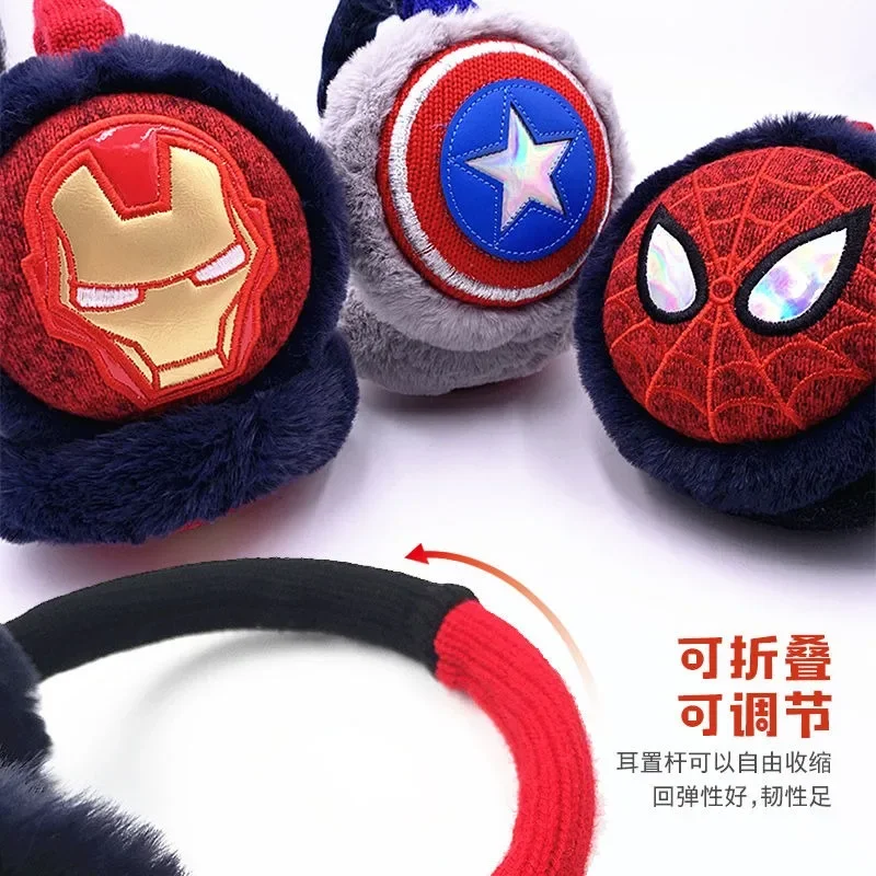 Marvel Winter Warm Folding Earmuffs Spider-Man Children\'s Earmuffs Plus Velvet Thickened Iron Man Ear Protectors Ear Bag Gift