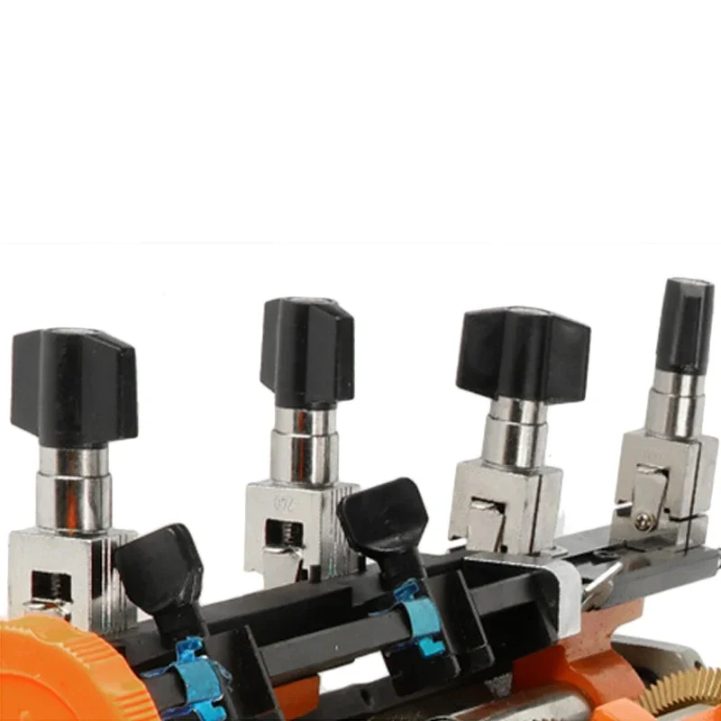 Mesin kunci berkepala ganda 220V/110V, mesin duplikasi kunci tepat pisau ganda Manual mesin kunci Horizontal TH-001