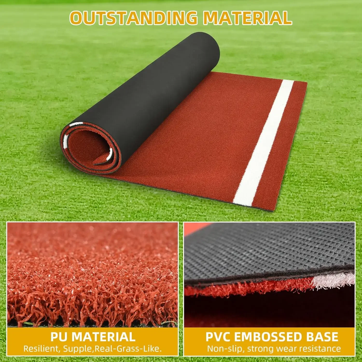 Baseball-Schlagmatte, 10 x 3,8/12 x 6 Fuß Softball-Schlagmatte, Teigbox-Rasenmatten mit Heimteller, rutschfester Baseball-Softball