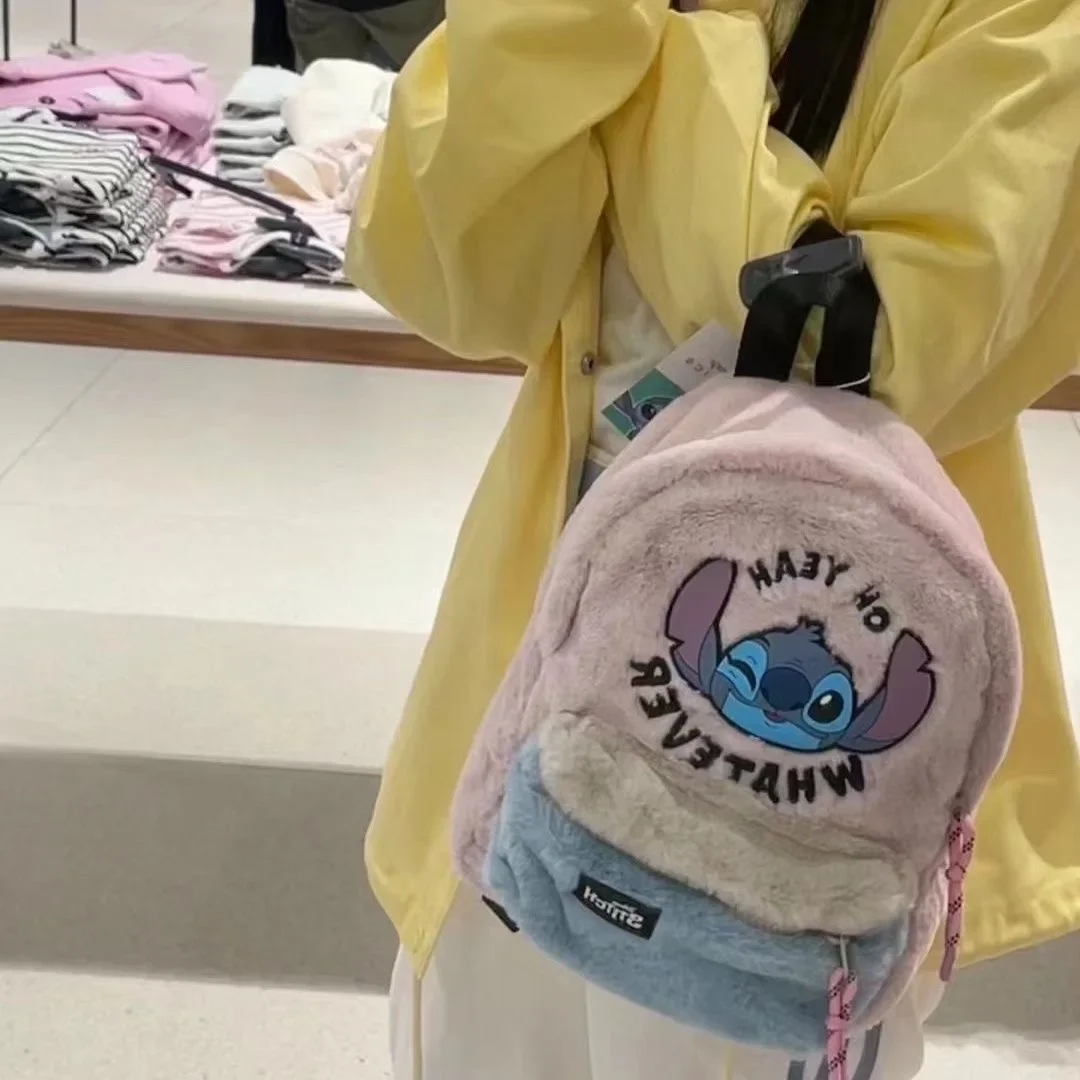 Disney cartoon Stitch Kids Backpack Mini plush Schoolbag Girls and Boys Cute lady Shoulder Bag gift