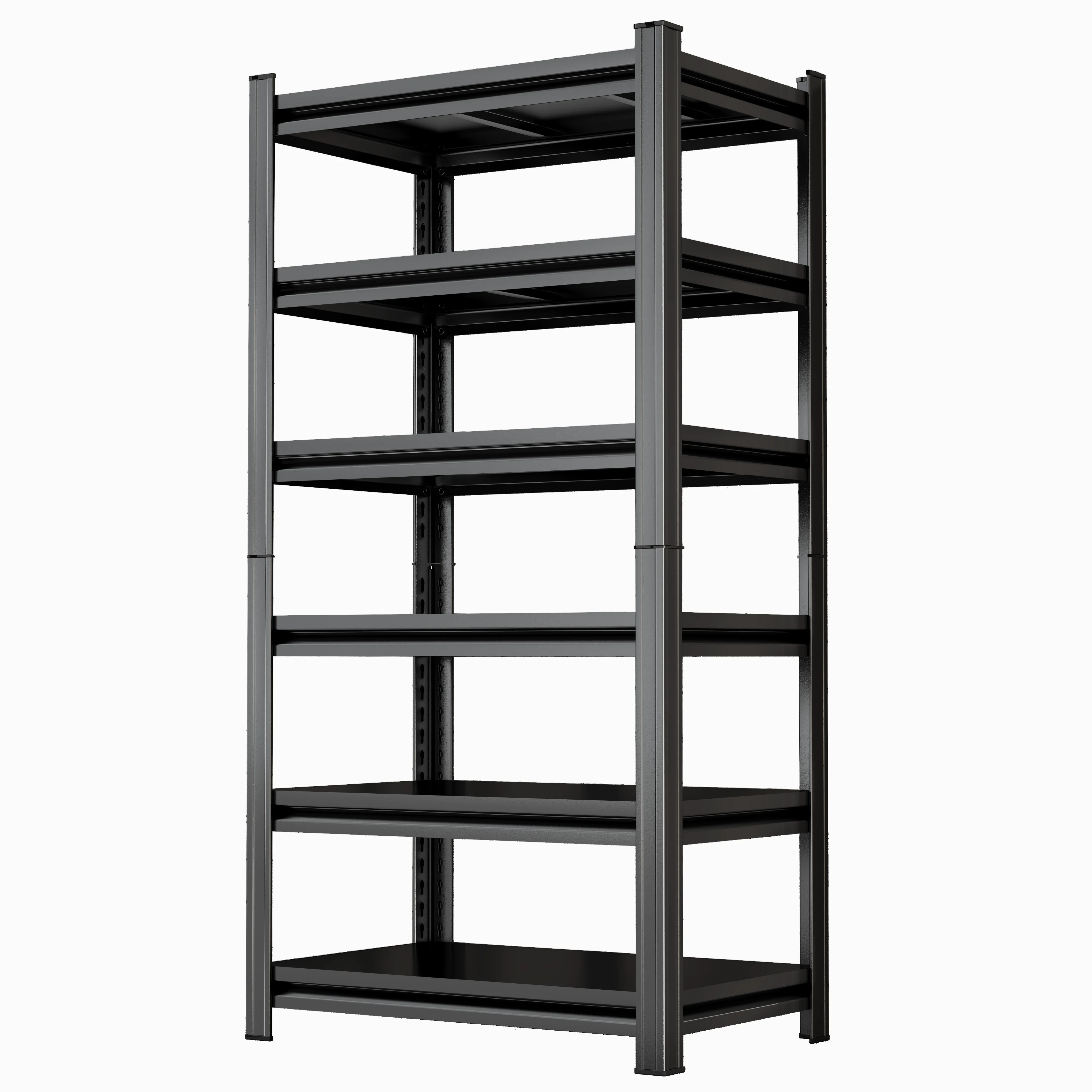 

6-Tier Metal Storage Rack, 82"H Garage Shelving, Adjustable Shelves & Reinforced Double-Layer Uprights, Black, Assembly Required