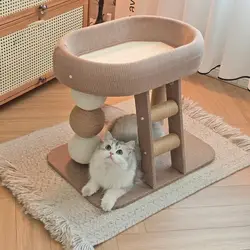 Árbol rascador para gatos todo en uno con sisal y cama acogedora