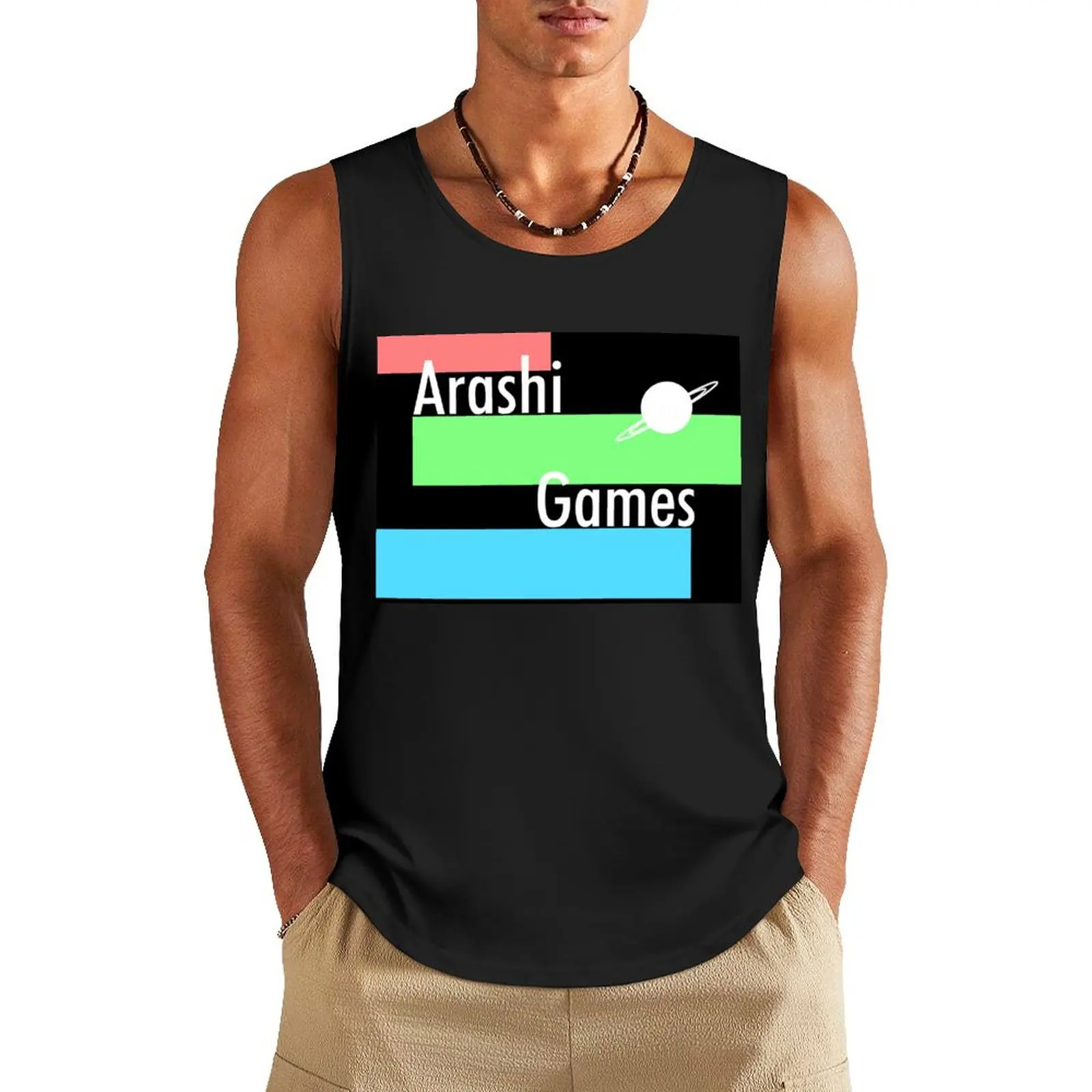 Arashi Games Striped Color Block Tank Top sleeveless gym clothes for man sleeveless shirt man plain t-shirt