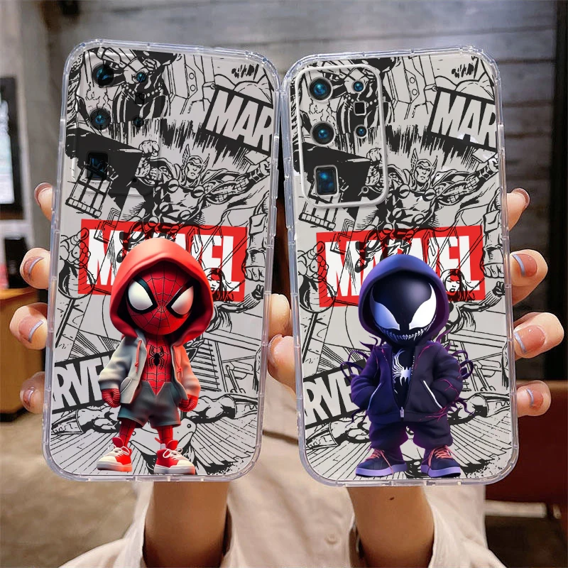 Marvel Venom Spiderman Phone Case For Huawei P50 P50E P40 P30 P20 PRO LITE 5G P Smart Z S 2021 Soft Liquid Silicone Cover