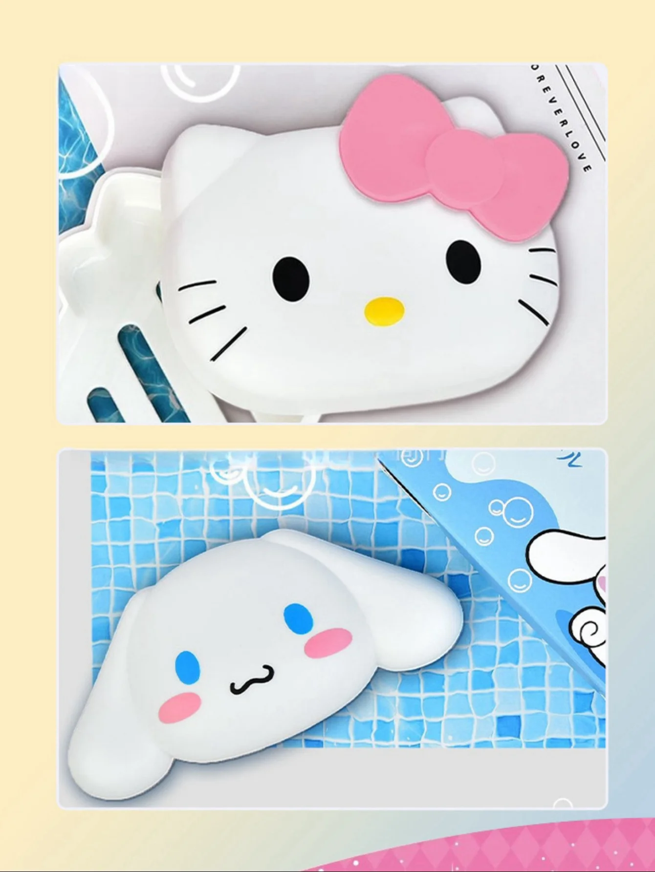 1 Buah Kotak Sabun Berbentuk HelloKittyes Kuromi Sanrio, Rak dan Tutup Sabun Plastik, Kotak Sabun Kartun, Drainase Kreatif dan Lucu