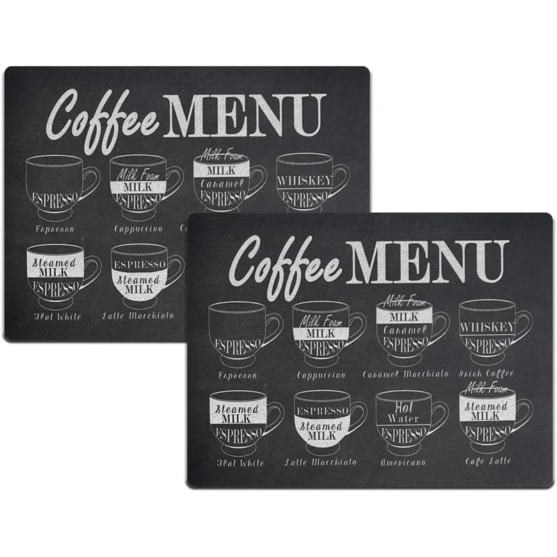 M12K-Super Absorbent Dish Drying Mat(2-Pack), Fits For Kitchen Counter, Fit Under Espresso Machine(Letter Print)