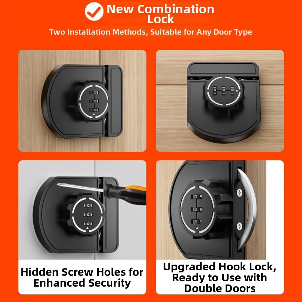 Cabinet Password Lock 3 Digit Drawer Lock Keyless Door Lock Latch Combination Lock Security Door Bolt Anti-theft Cabinet Lock