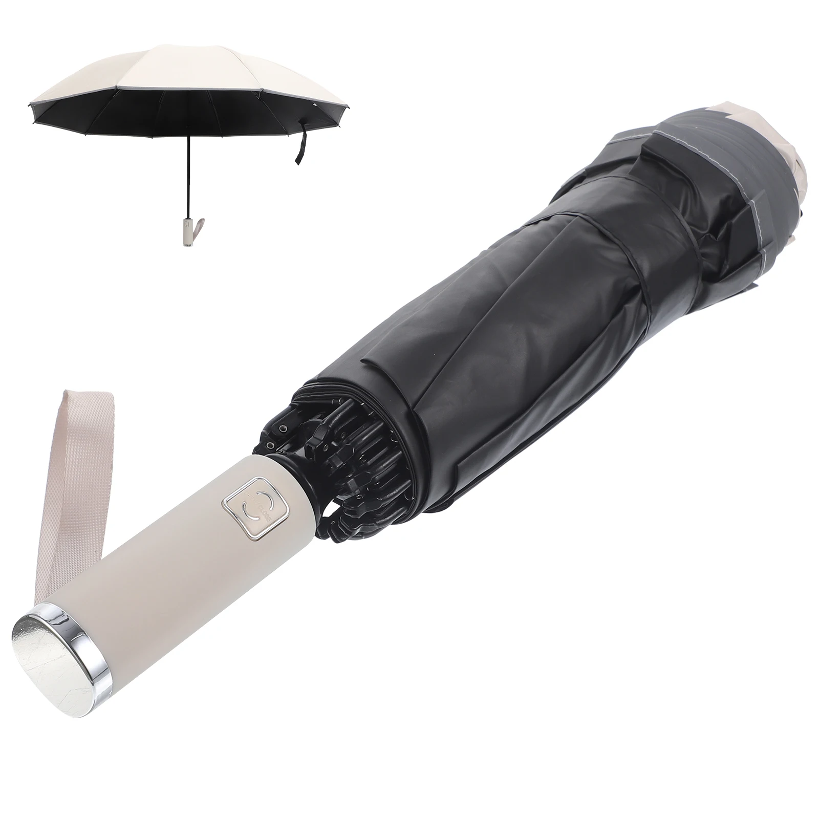 

10 rib Reverse Folding Umbrella Black UV Protection Sun Rain Portable Travel Small Lightweight Golf Accessories