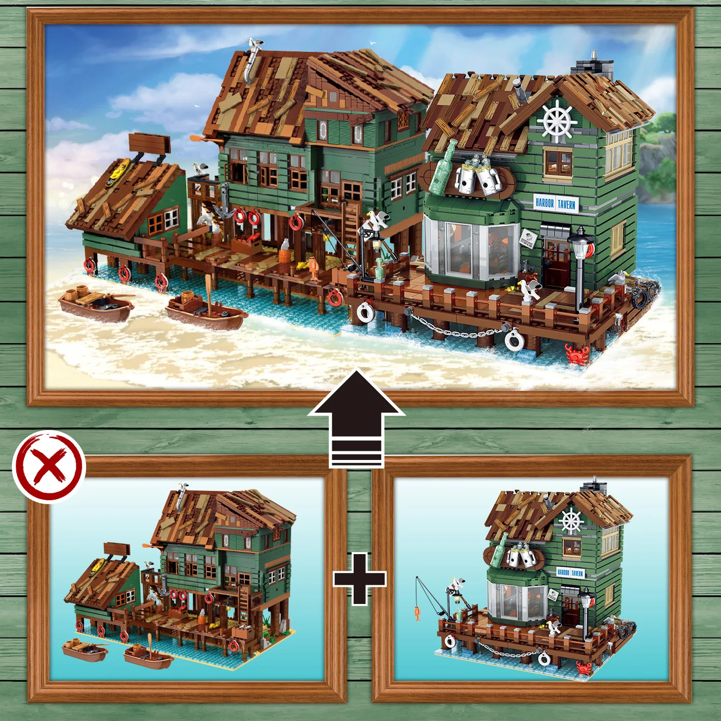 UrGe 30108 Harbour Tavern Block Model Fisherman's Hut Street View Series DIY block toy holiday gift 3203Pcs