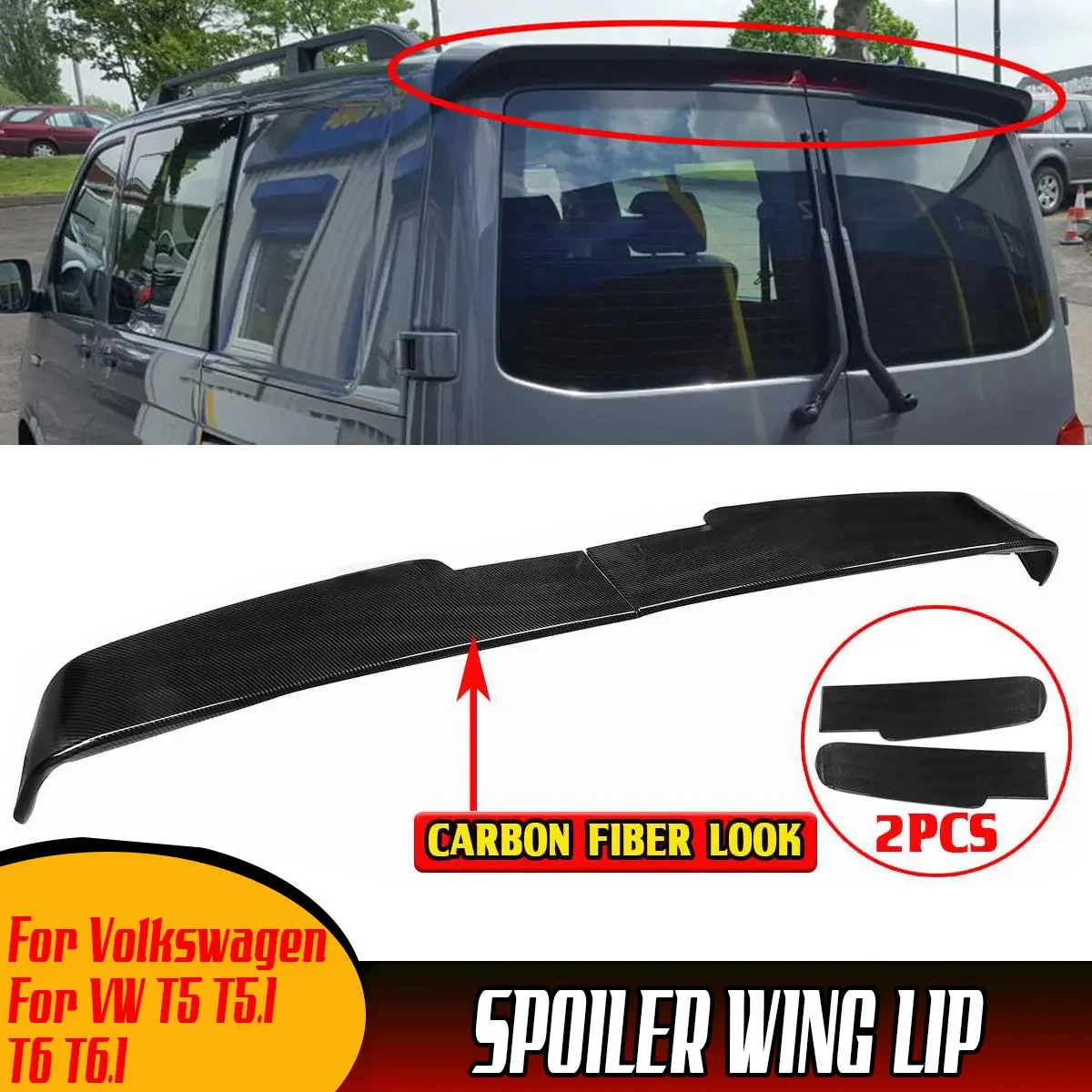 

T5 T5.1 T6 Rear Lip Wing Extension For Volkswagen For VW T5 T5.1 T6 T6.1 Double Door Barn Twin Rear Trunk Spoiler Lip Body Kit