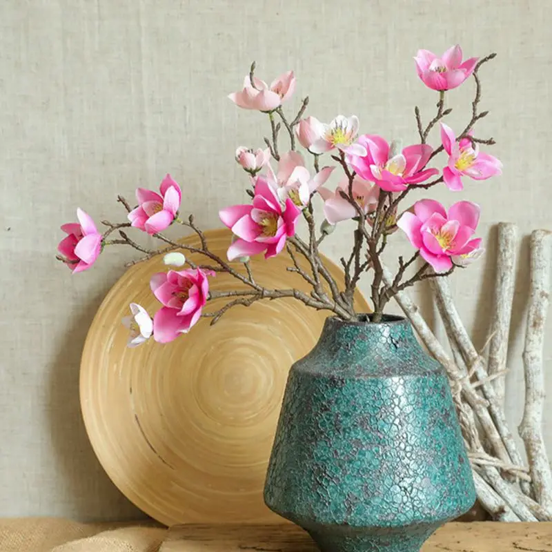 Multi head magnolia simulation flower indoor living room decoration ornament fake flower