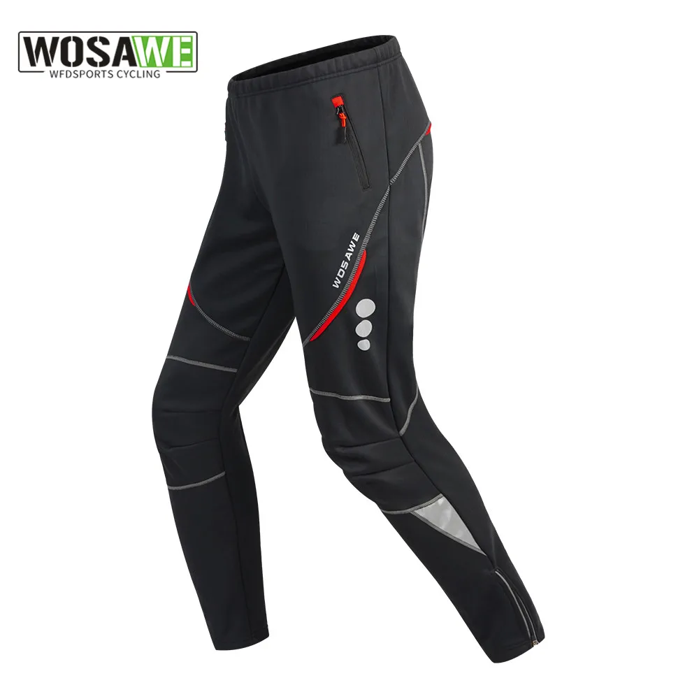 WOSAWE Winter Men's Cycling Pants Windproof Waterproof Fleece Thickened Warm Mountain Bike Bicycle Riding Pants Motobike Trouser