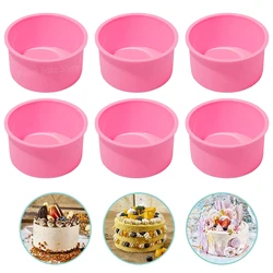 6 pz/set stampo di forma rotonda da 4 pollici, tortiera piccola in Silicone, stampo per cilindro da Dessert in Mousse, per pasticceria, pane, accessori per la cottura