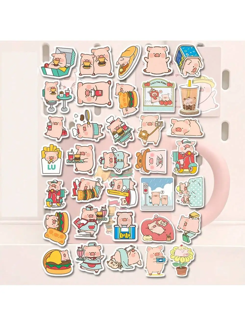 Cartoon carino Q-versione hamburger alimentari carini, maiale decorazione fai da te custodia per telefono adesivi per iPad cartulina para etichette per bottiglie di scrapbooking