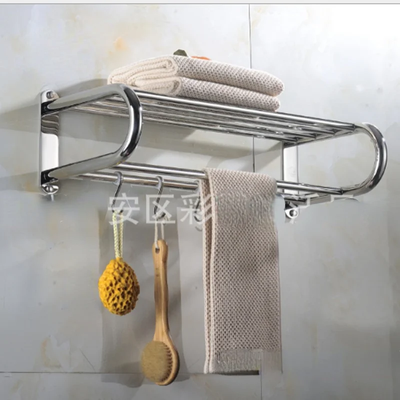 Thick 304 Stainless Steel U-shaped Towel Rack with Hook Towel Rack Hotel Bathroom Fixed Towel Bar Bathroom Hardware Kit