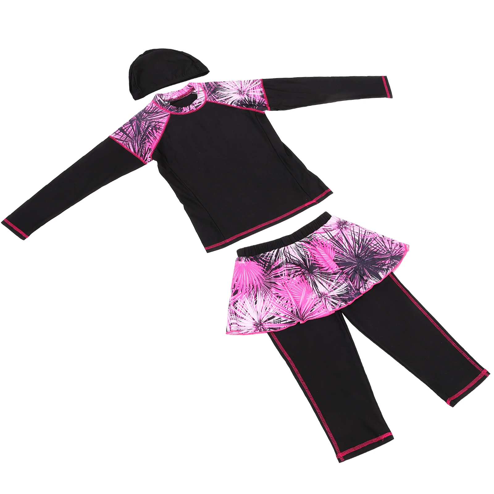 Girls Swimsuit Conservative Swimwear Traditional Beachwear Long Sleeve Sun Protection Modest Style Suitable Swimming Diving