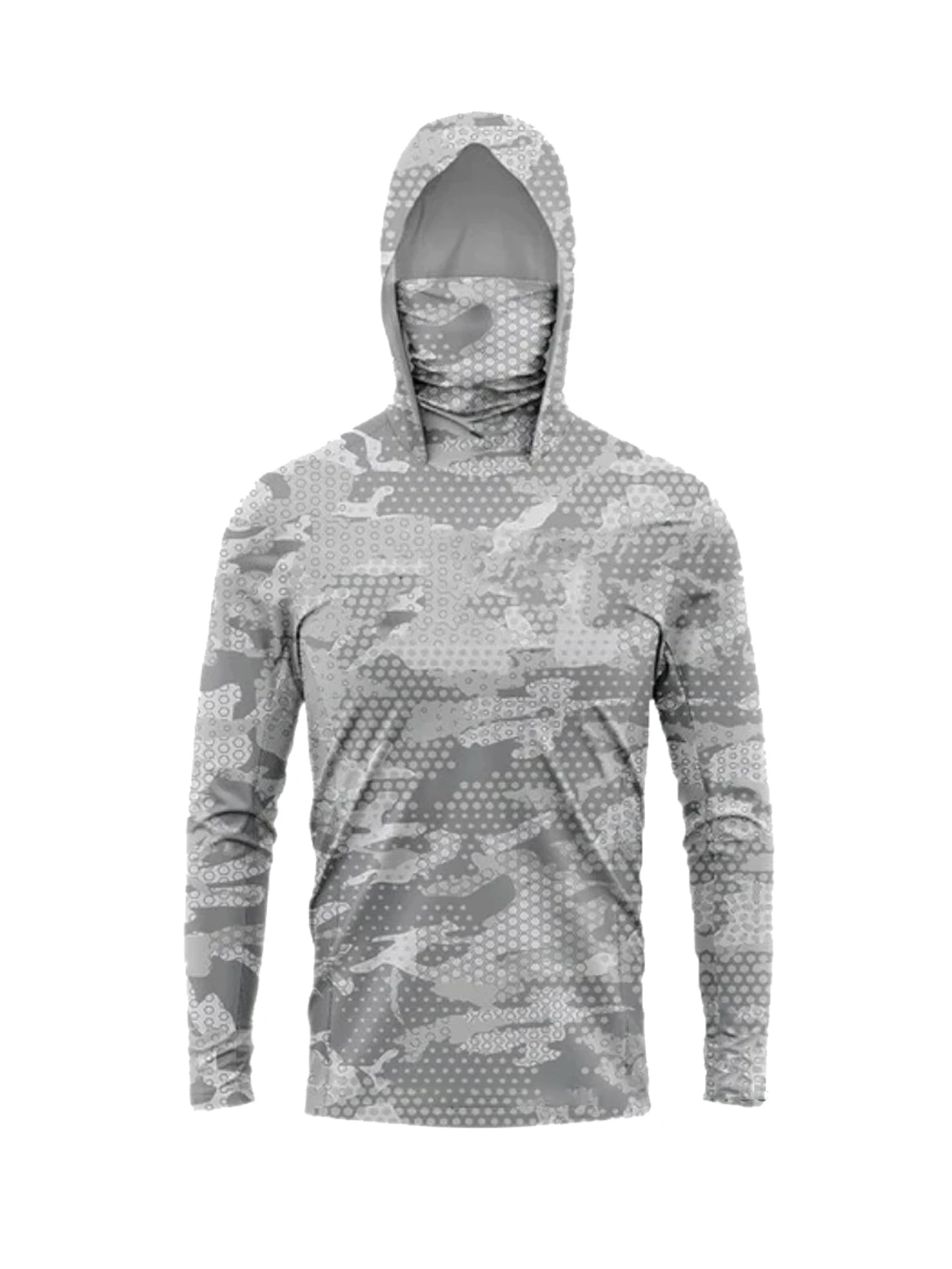 قناع الأشعة فوق البنفسجية للرجال بقلنسوة، قميص صيد السمك، نسيج شبكي قابل للتنفس، بأكمام طويلة، ملابس صيد UPF50+