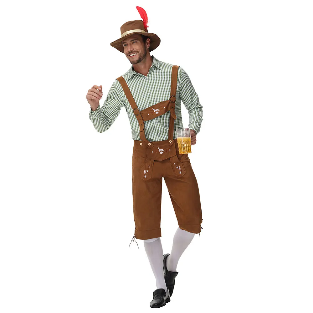 

Men's Oktoberfest Festival Party Set Bavarian Lederhosen Set Traditional German Beer Festival Costume Bartender Restaurant Staff